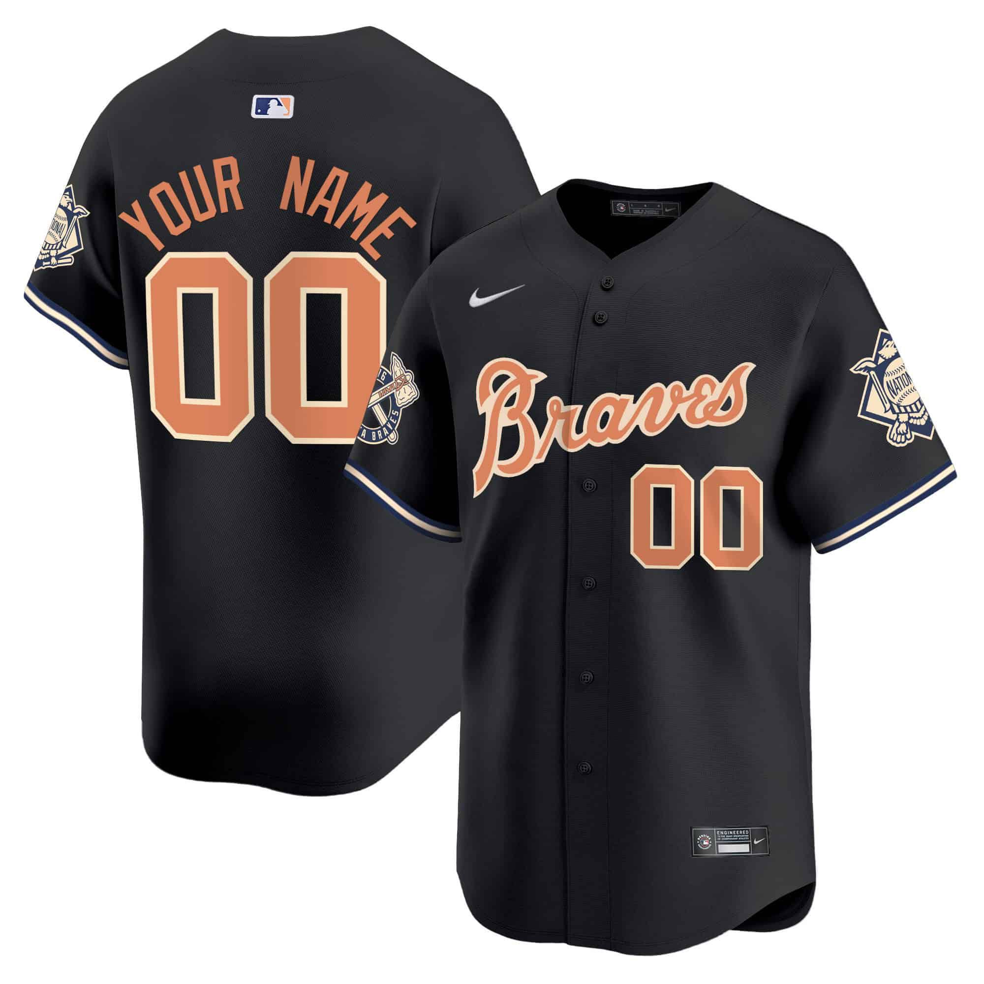 Men Atlanta Braves Black 2024 Nike Peaches Vapor Premier Limited Custom MLB Jersey->customized mlb jersey->Custom Jersey